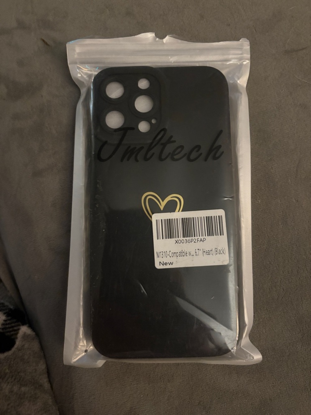 Generic Black Phone Case with Gold Heart - Compatible